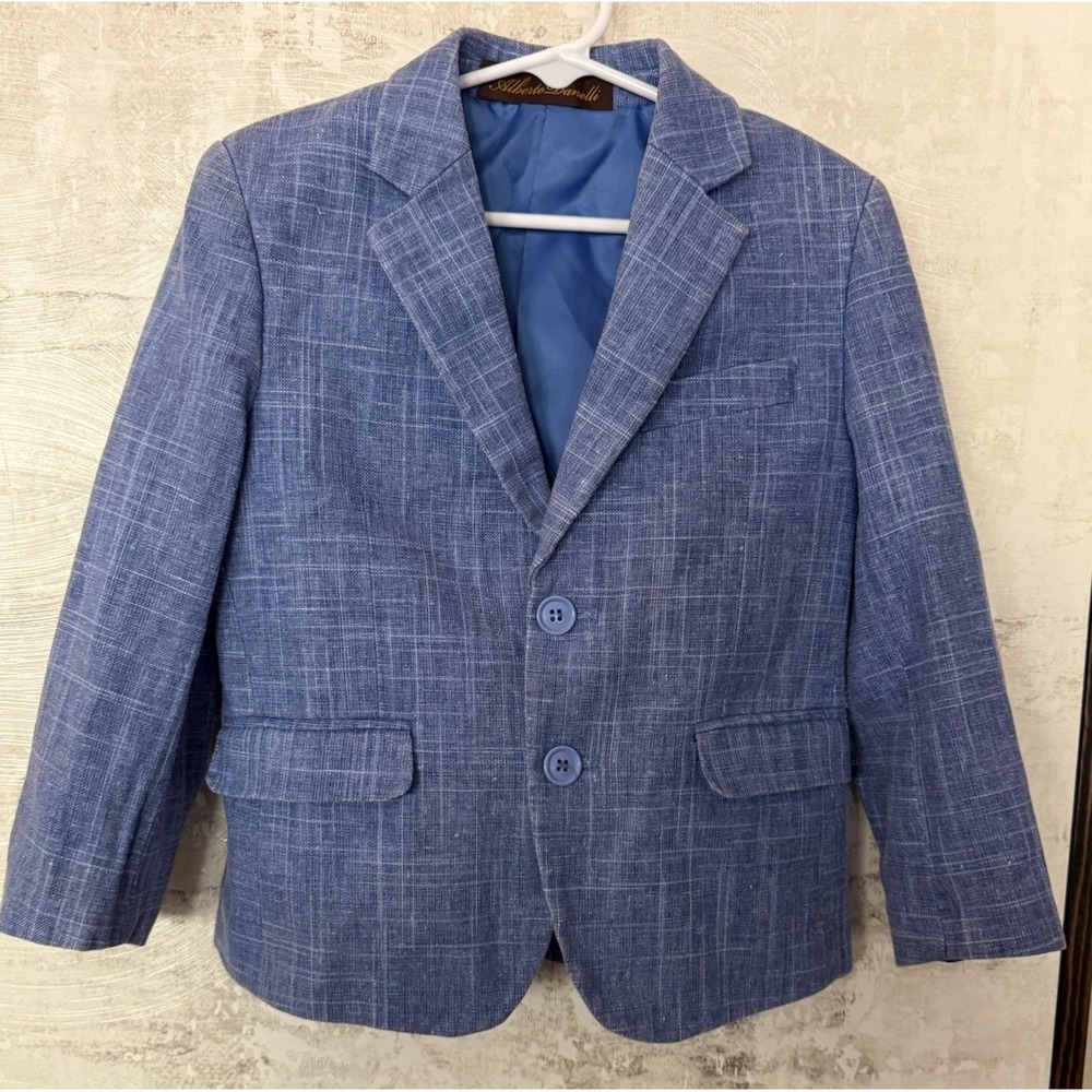 Alberto Danelli Boys Blue Blazer Suit Jacket Size 4 Chambray Light Blue Dress UP